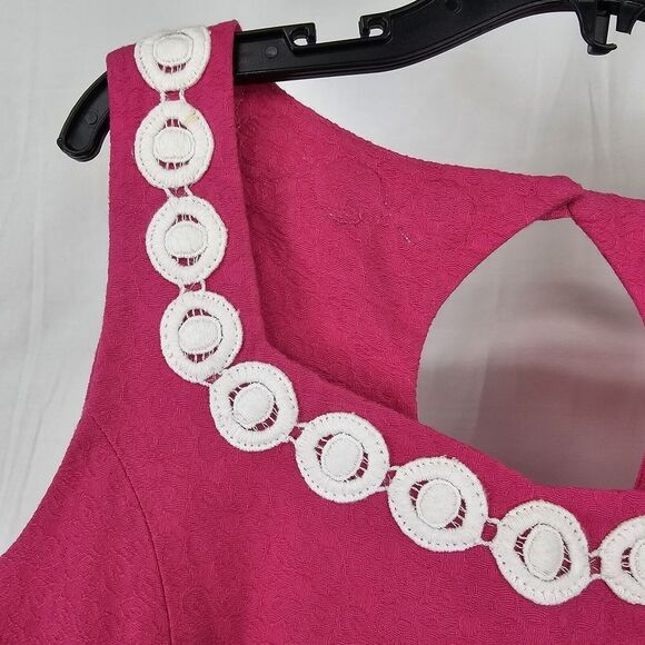Pink Sleeveless Kids Dress with White Accents - Picture 6 of 8
